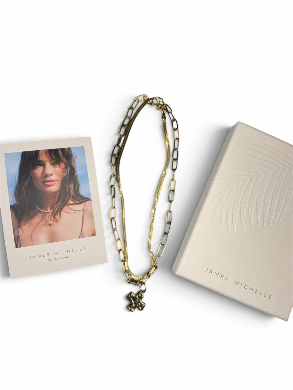 James Michelle Gold Double-Layer Necklace with Pendant